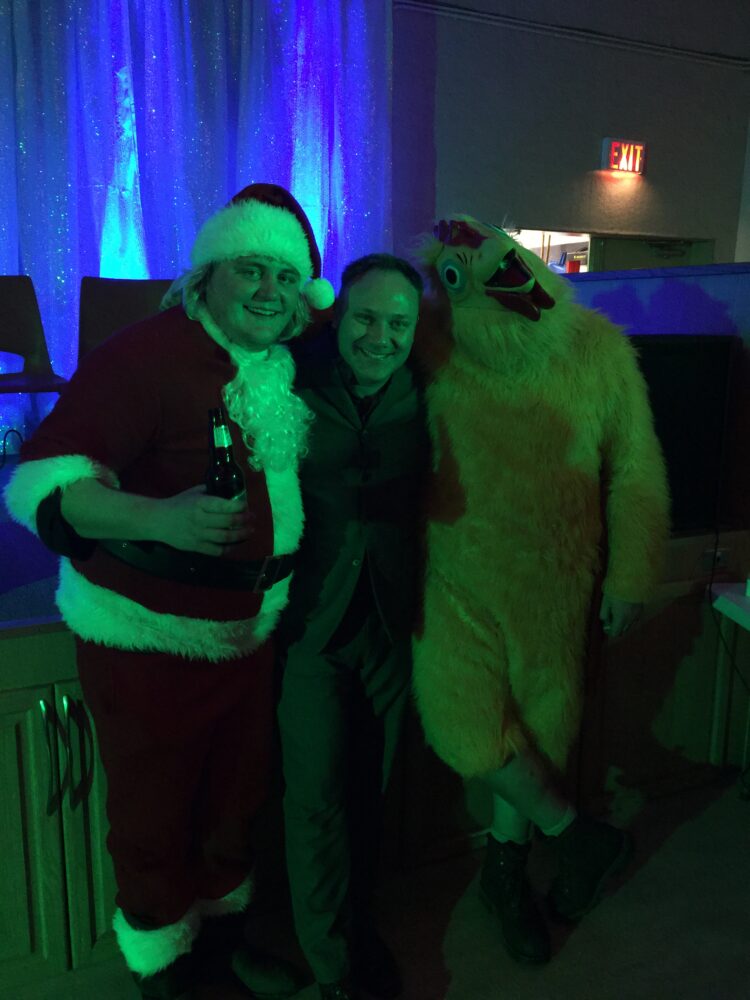 Colin Christopher with Santa and Chicken